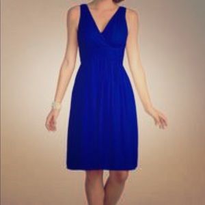 Donna Morgan Brazil Blue Ruched Chiffon Dress